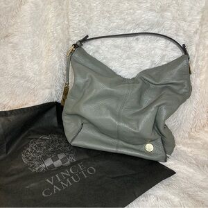 NEW Vince Camuto Gray Leather Hobo Bag Suede Purse Handbag Shoulder